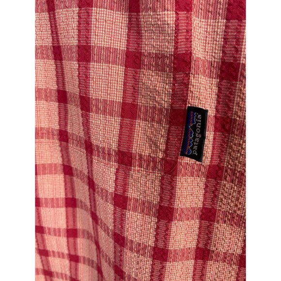 Patagonia Mens Red Plaid Short Sleeve Camp Button Up Shirt sz XXL Organic Cotton - Picture 10 of 14